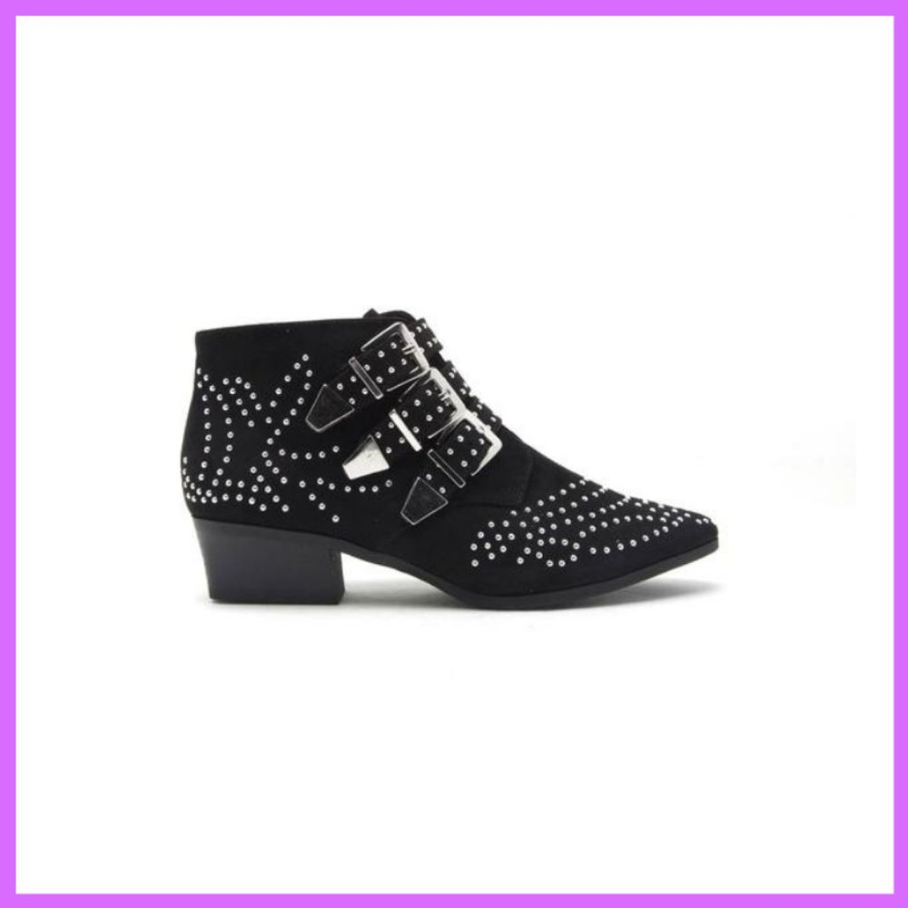 NWT Studded Low Cut Bootie with Belts (Black) - Picture 6 of 6